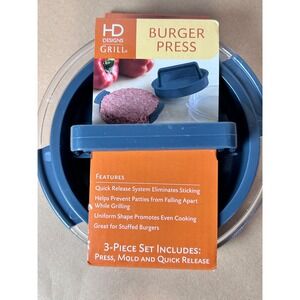HD Designs Grill Burger Press 3-Piece‎ Set Quick Release Gray 40141KR